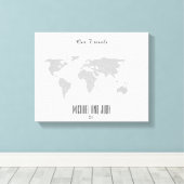 Personalisierter Name Button Weltkarte - Unsere Re Leinwanddruck (Insitu (Holzboden))