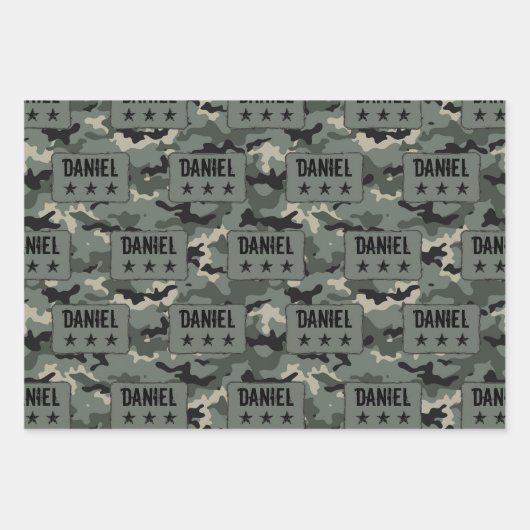 Personalisierter Name Camouflage Geschenkpapier Set (Vorderseite)