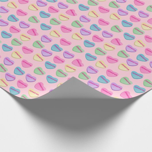 Personalisierter Name Candy Conversation Heart - R Geschenkpapier (Ecke)