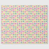 Personalisierter Name Candy Hearys - Gelb Geschenkpapier (Flach)