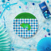Personalisierter Name Chameleon Blau Raute Pappteller (Party)