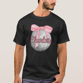 Personalisierter Name Charlotte Coquette Bow Pink  T-Shirt