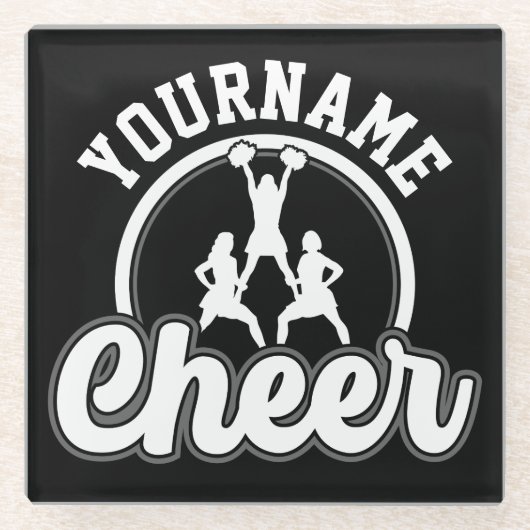 Personalisierter NAME Cheer Team Varsity Cheerlead Glasuntersetzer (Vorderseite)