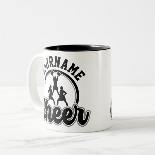 Personalisierter NAME Cheer Team Varsity Cheerlead Zweifarbige Tasse (Vorderseite Links)