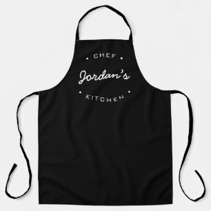 Personalisierter Name Chef's Kitchen Schwarz weiß Schürze