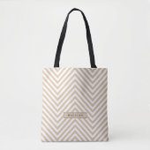 Personalisierter Name Chic Beige Chevron Tasche (Vorderseite)