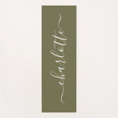 Personalisierter Name Chic Calligraphy Olive Green Yogamatte (Vorderseite)