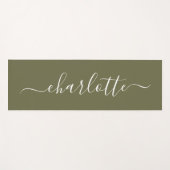 Personalisierter Name Chic Calligraphy Olive Green Yogamatte (Vorderseite (Horizontal))