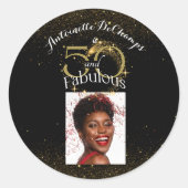 Personalisierter Name Chic Gold Black 50 und fabel Runder Aufkleber (Vorderseite)
