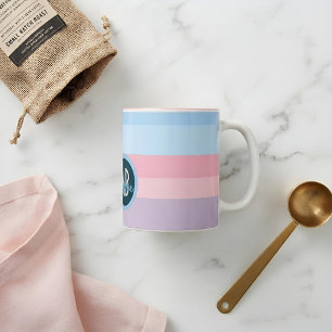 Personalisierter Name Chic Pastell-Gestreift Rosa Zweifarbige Tasse