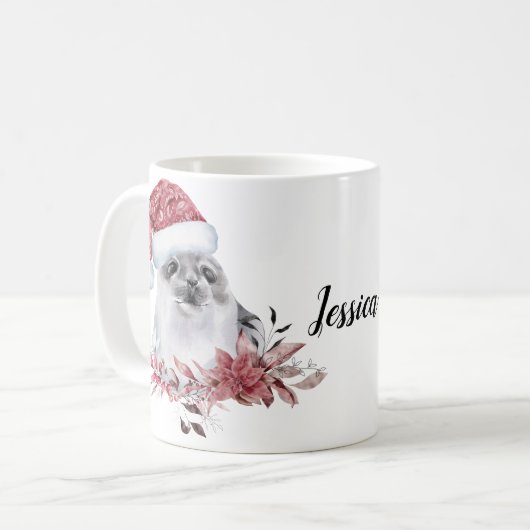 Personalisierter Name Chrismas Siegel Kaffeetasse (Vorderseite Links)