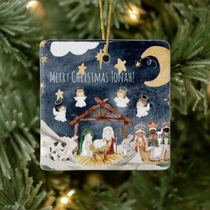 Personalisierter Name Christlich Kids Weihnachten Keramikornament