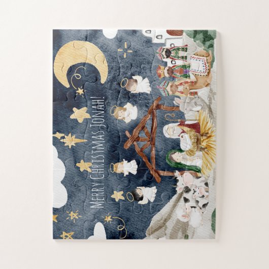 Personalisierter Name Christlich Kids Weihnachten Puzzle (Vertikal)