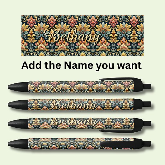 Personalisierter Name Classic floral Kugelschreiber