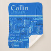 Personalisierter Name Collin in Blautönen Sherpadecke (Vorderseite)