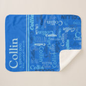Personalisierter Name Collin in Blautönen Sherpadecke (Vorderseite (Horizontal))