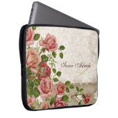 Personalisierter Name Computer, Trellis Rose Vinta Laptopschutzhülle (Vorne Rechts)