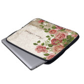 Personalisierter Name Computer, Trellis Rose Vinta Laptopschutzhülle (Vorne Knopf)