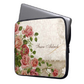 Personalisierter Name Computer, Trellis Rose Vinta Laptopschutzhülle (Vorderseite Links)