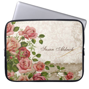 Personalisierter Name Computer, Trellis Rose Vinta Laptopschutzhülle