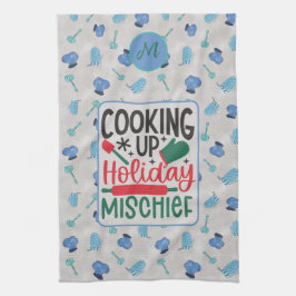 Personalisierter Name Cooking Up Holiday Mischief Geschirrtuch