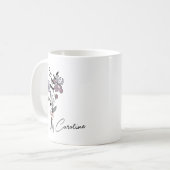 Personalisierter Name Coquette Birth Blume Februar Kaffeetasse (Vorderseite Links)