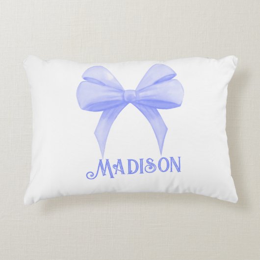 Personalisierter Name Coquette Lila Bow Accent Pil Dekokissen (Vorderseite)