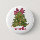 Personalisierter Name Coquette Weihnachtsbaum Weib Button (Vorderseite)