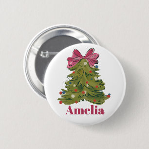 Personalisierter Name Coquette Weihnachtsbaum Weib Button