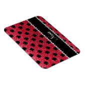 Personalisierter Name Crimson Red Glitzer Kleeblät Magnet (Rechte Seite)