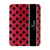 Personalisierter Name Crimson Red Glitzer Kleeblät Magnet (Vertikal)