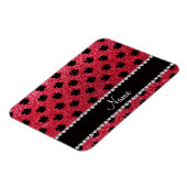 Personalisierter Name Crimson Red Glitzer Kleeblät Magnet (Linke Seite)