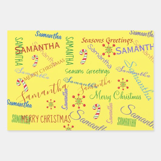 Personalisierter Name Custom Holiday Weihnachts-Bl Geschenkpapier Set (Vorderseite 2)
