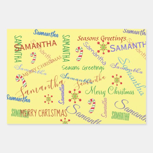 Personalisierter Name Custom Holiday Weihnachts-Bl Geschenkpapier Set (Vorderseite)