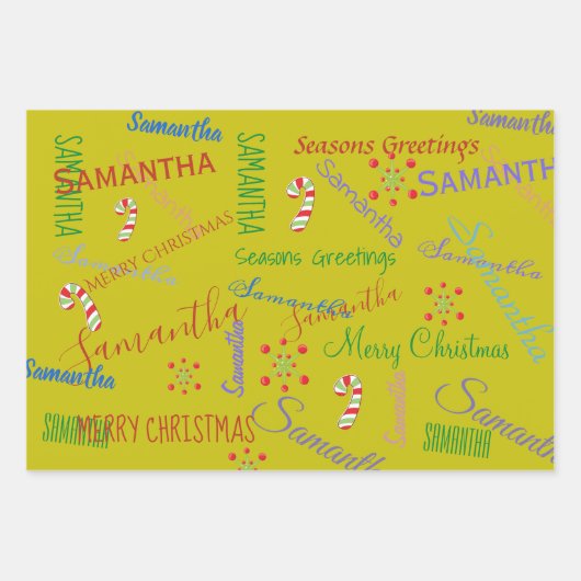 Personalisierter Name Custom Holiday Weihnachts-Bl Geschenkpapier Set (Vorderseite 3)