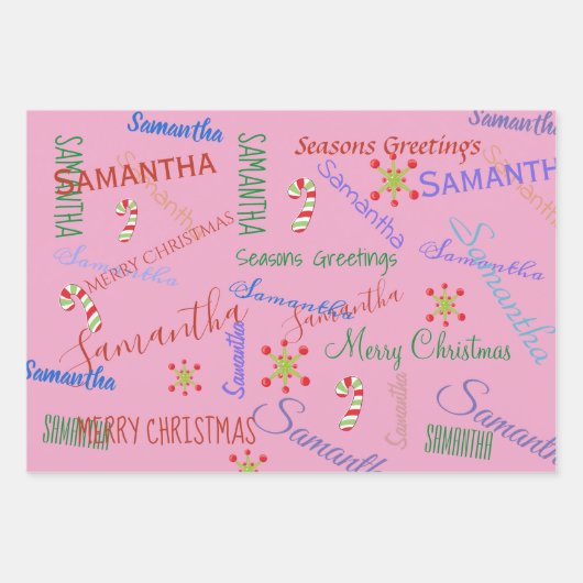 Personalisierter Name Custom Holiday Weihnachts-Bl Geschenkpapier Set (Vorderseite 2)