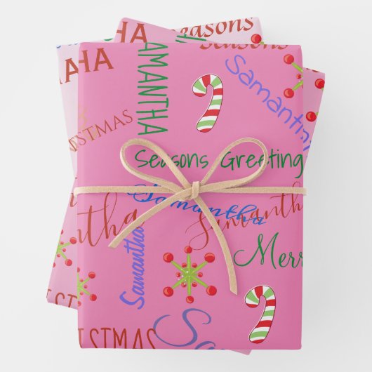 Personalisierter Name Custom Holiday Weihnachts-Bl Geschenkpapier Set (Beispiel)