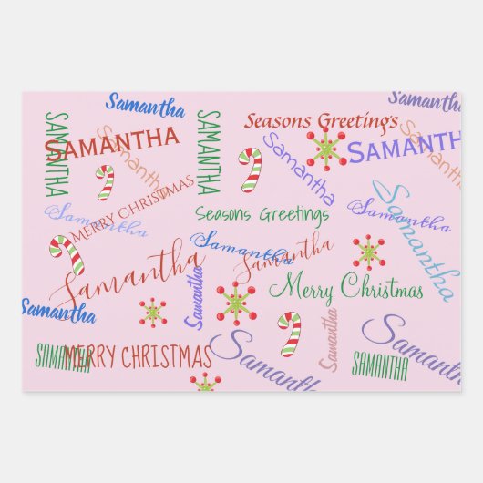 Personalisierter Name Custom Holiday Weihnachts-Bl Geschenkpapier Set (Vorderseite 3)