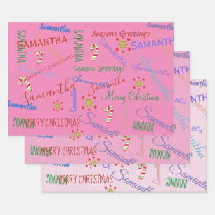 Personalisierter Name Custom Holiday Weihnachts-Bl Geschenkpapier Set