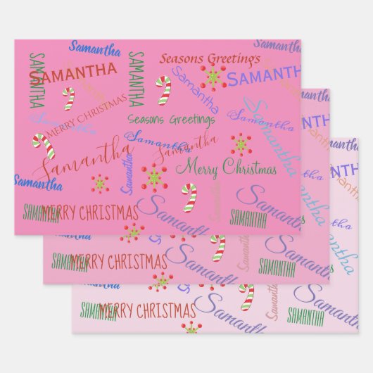 Personalisierter Name Custom Holiday Weihnachts-Bl Geschenkpapier Set (Set)