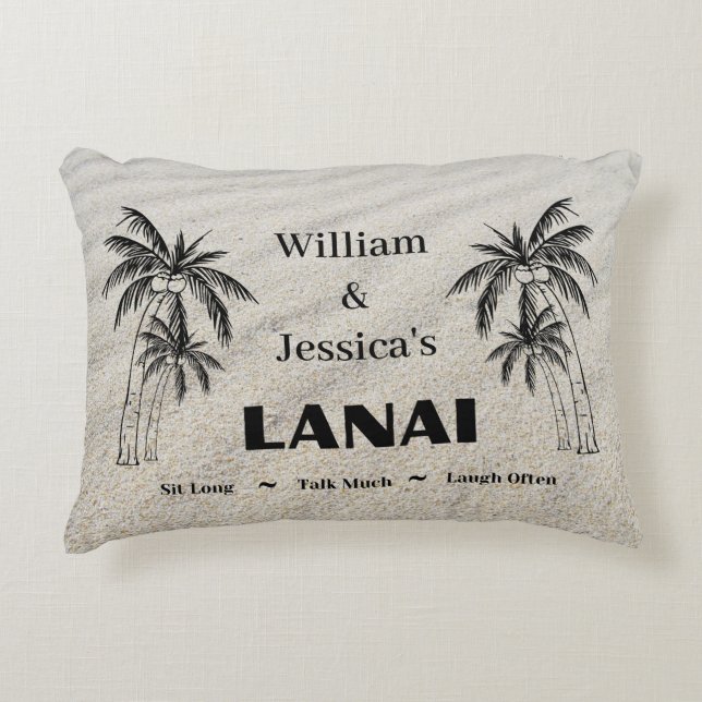 Personalisierter Name Custom Lanai Tropical Palm T Dekokissen (Vorderseite)