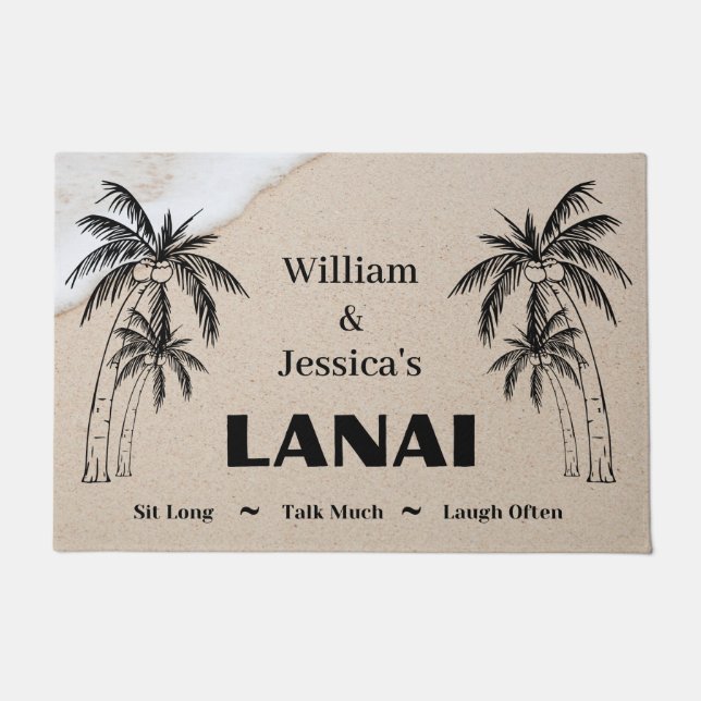 Personalisierter Name Custom Lanai Tropical Palm T Fußmatte (Vorderseite)