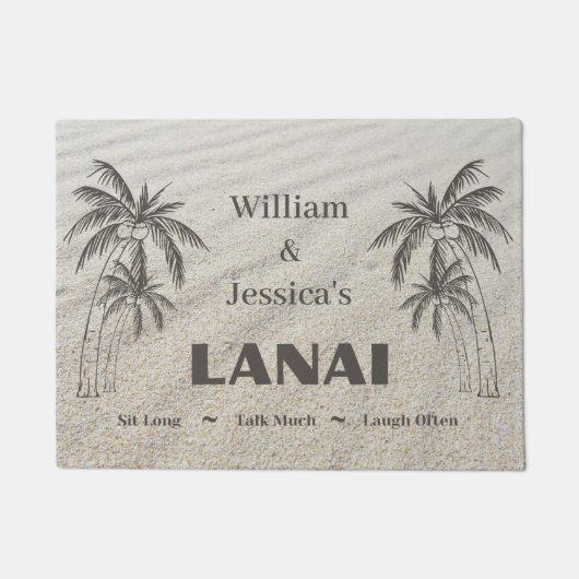 Personalisierter Name Custom Lanai Tropical Palm T Fußmatte (Vorderseite)