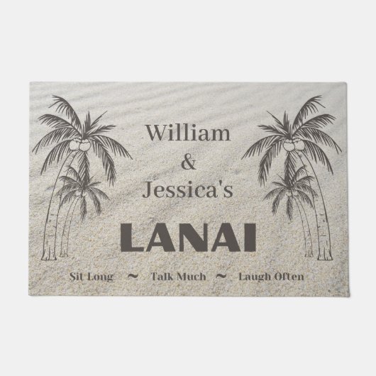 Personalisierter Name Custom Lanai Tropical Palm T Fußmatte (Vorderseite)