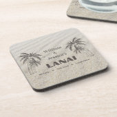 Personalisierter Name Custom Lanai Tropical Palm T Getränkeuntersetzer (Linke Seite)
