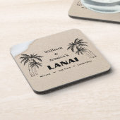 Personalisierter Name Custom Lanai Tropical Palm T Getränkeuntersetzer (Linke Seite)