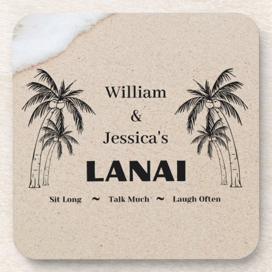 Personalisierter Name Custom Lanai Tropical Palm T Getränkeuntersetzer (Vorderseite)