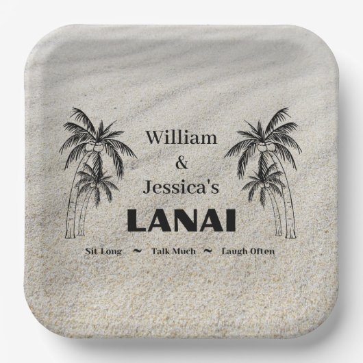 Personalisierter Name Custom Lanai Tropical Palm T Pappteller (Vorderseite)