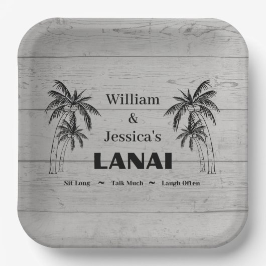Personalisierter Name Custom Lanai Tropical Palm T Pappteller (Vorderseite)