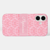Personalisierter Name Damask hellrosa Case-Mate iPhone Hülle (Rückseite (Horizontal))